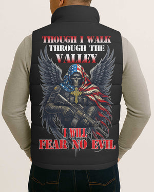 Though I Walk Through The Valley I Will Fear No Evil All Over Print Sleeveless Puffer Jacket