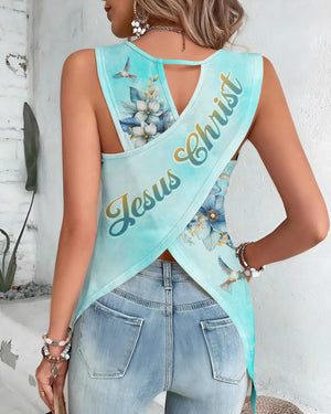 He Is Risen All Over Print Cut Out Wrap Back Tank Top