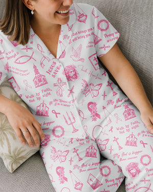 My God Is Bigger Than Cancer Button Pajamas