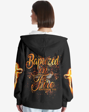 Baptized In Fire All Over Print Zip Hoodie