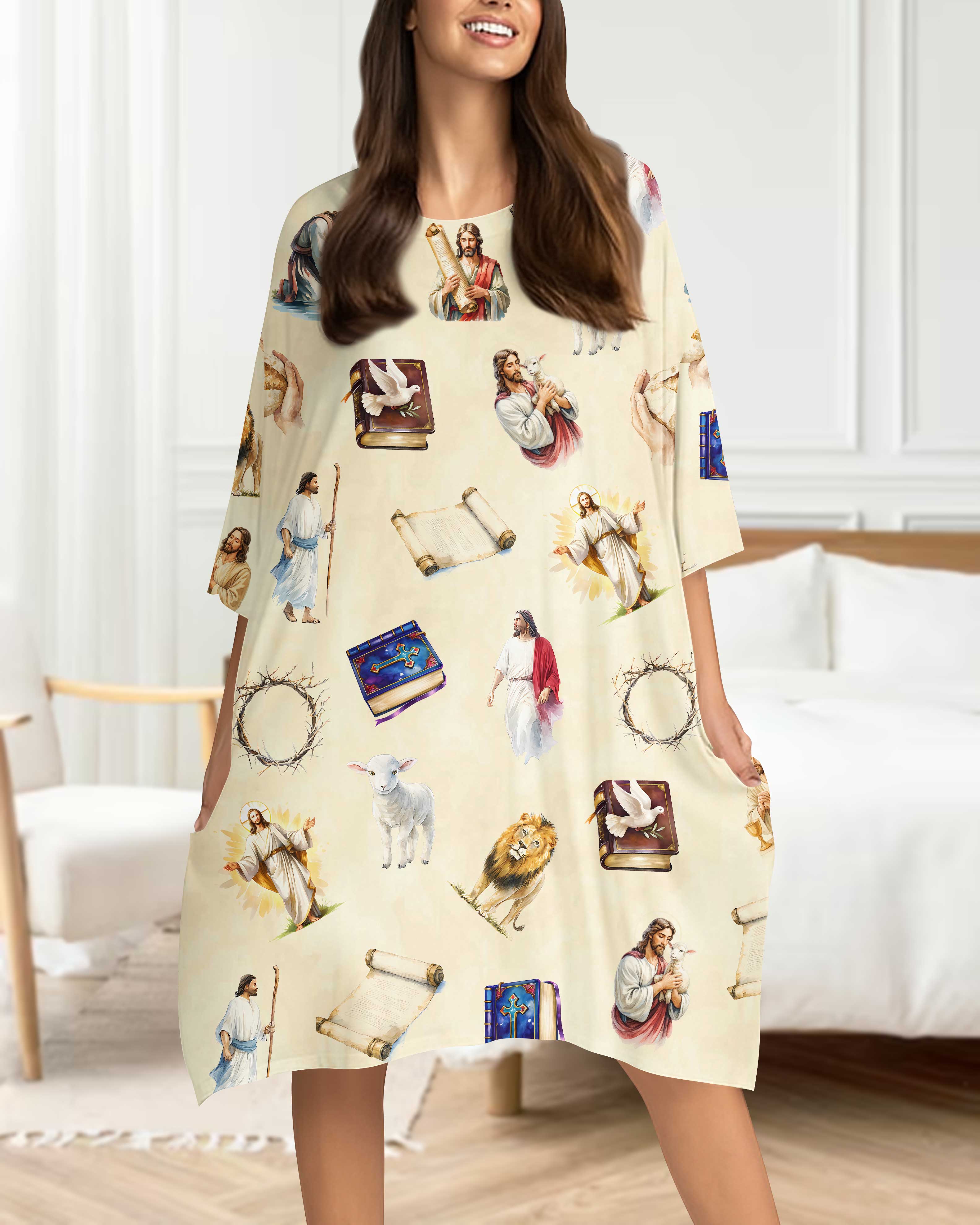 Jesus Christ All Over Print Sleep Tee