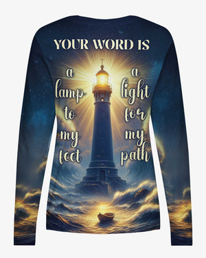 Your Word Is A Lamp To My Feet A Light For My Path All Over Print V-neck Long Sleeves Shirt