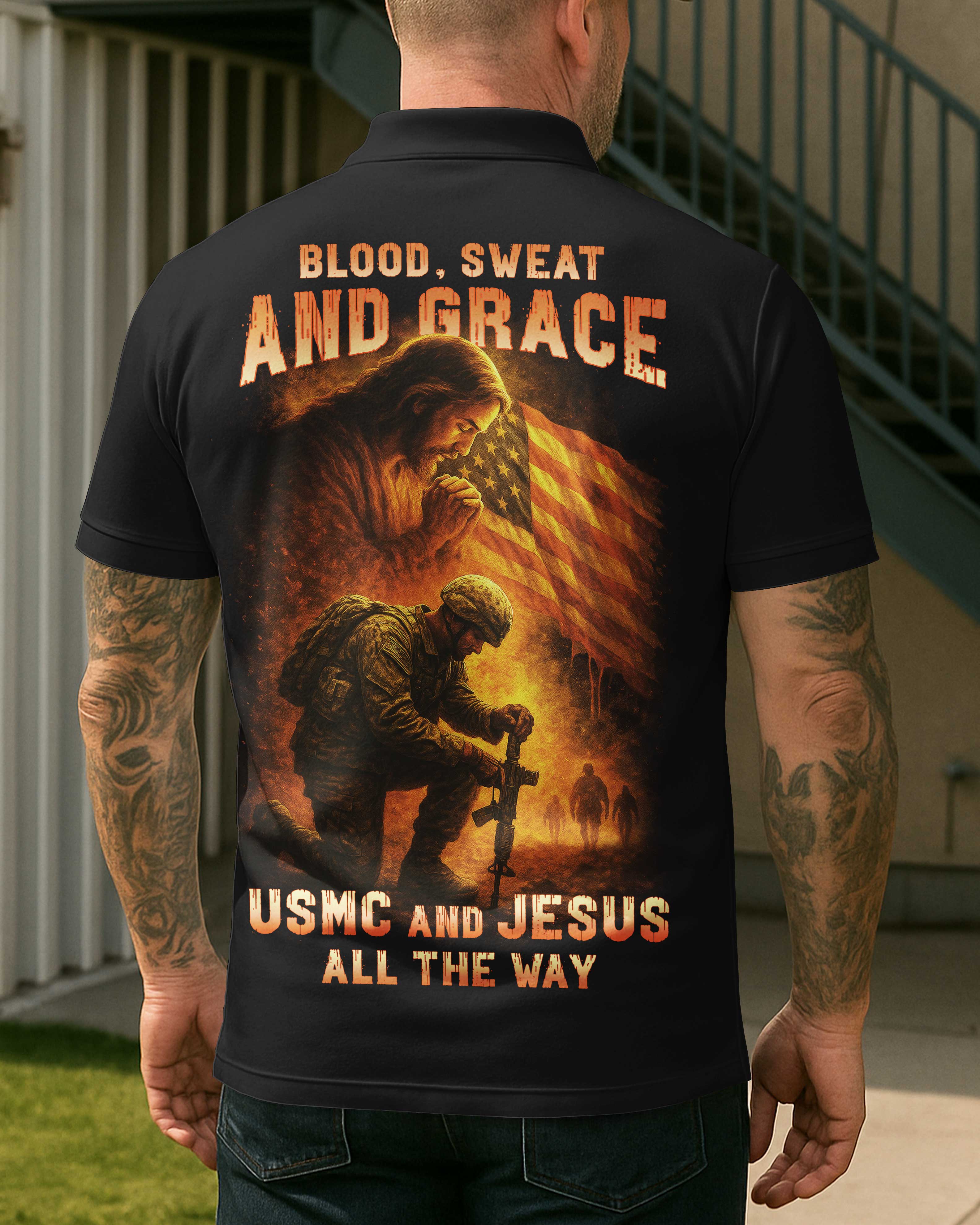 Blood Sweat And Grace All Over Print Polo