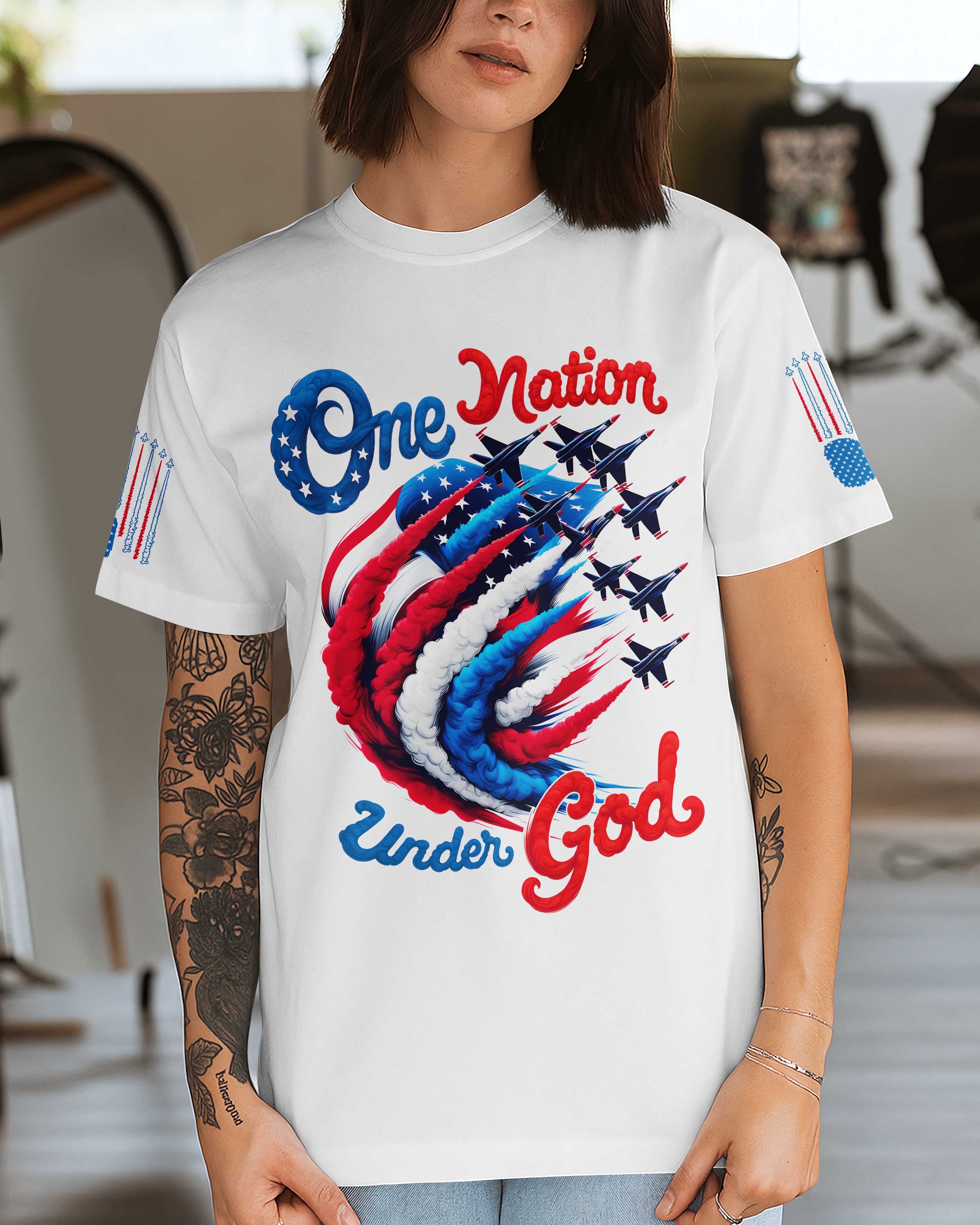 One Nation Under God Patriotic All Over Print T-Shirt