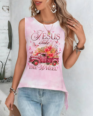 Breast Cancer Awareness All Over Print Crop Out Wrap Back Tank Top