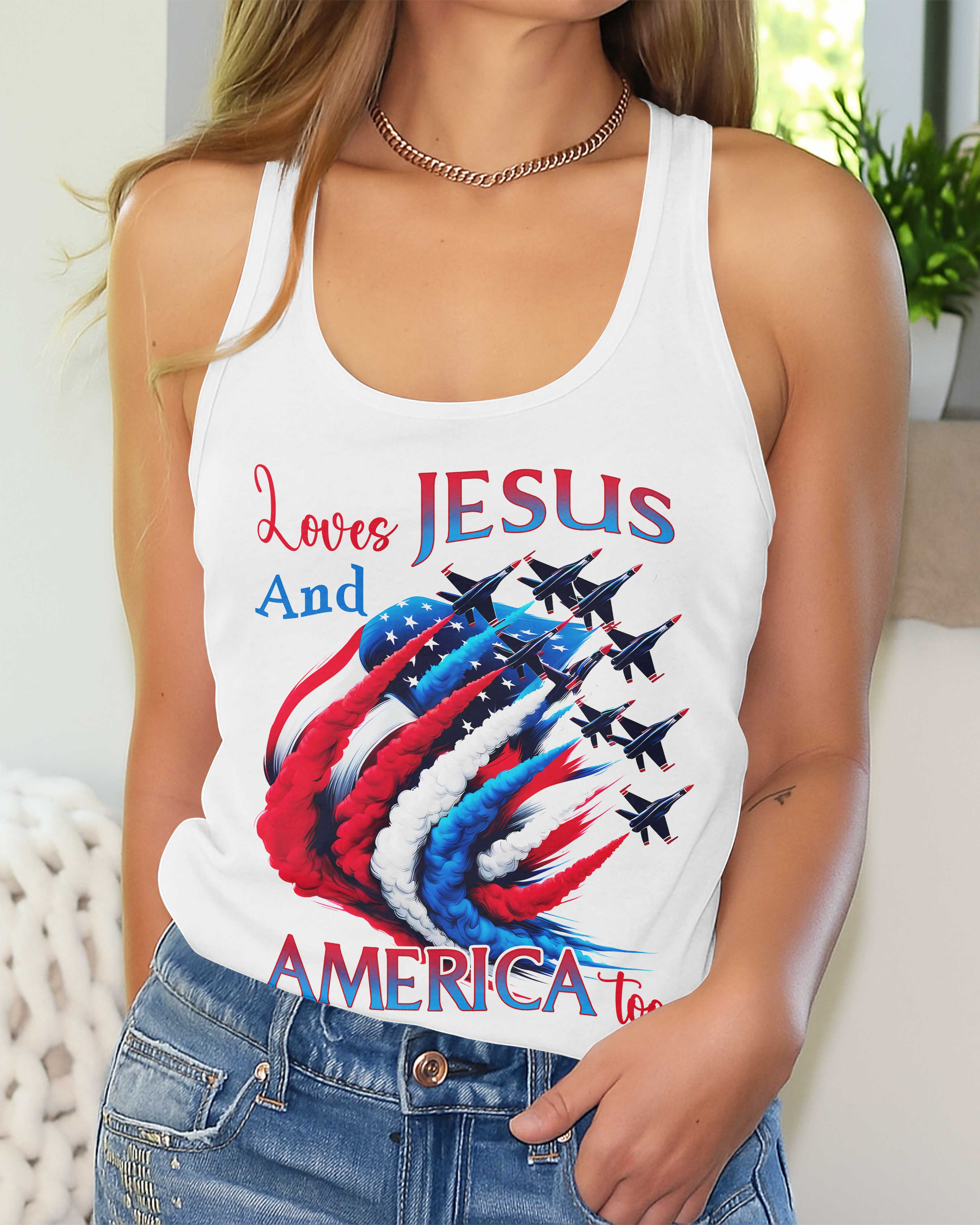 Loves Jesus And America Too All Over Print Summer Tank Top