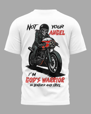 Not Your Angel I'm God's Warrior In Leather And Steel All Over Print T-Shirt