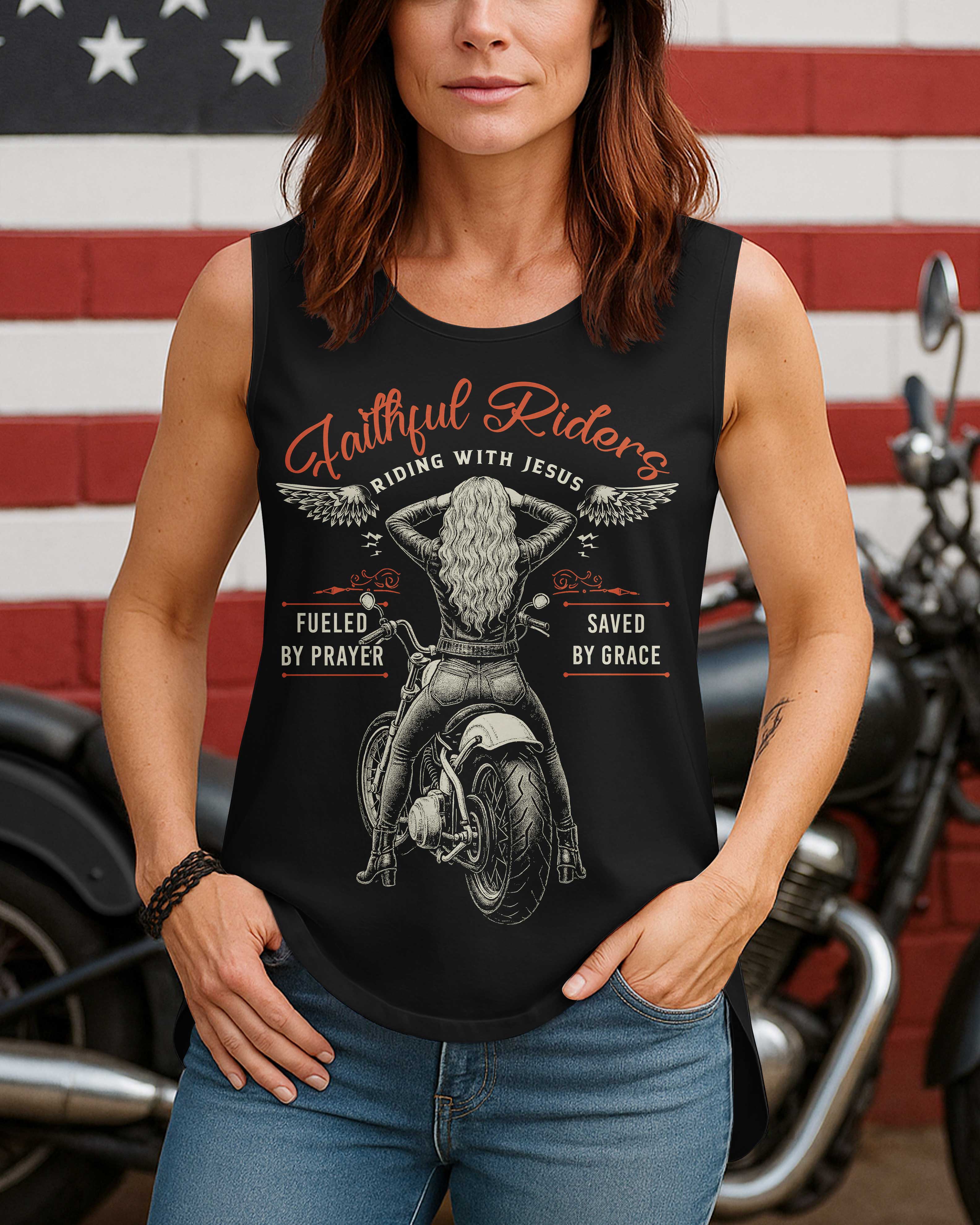 Faithful Riders Cut Out Wrap Back Tank Top
