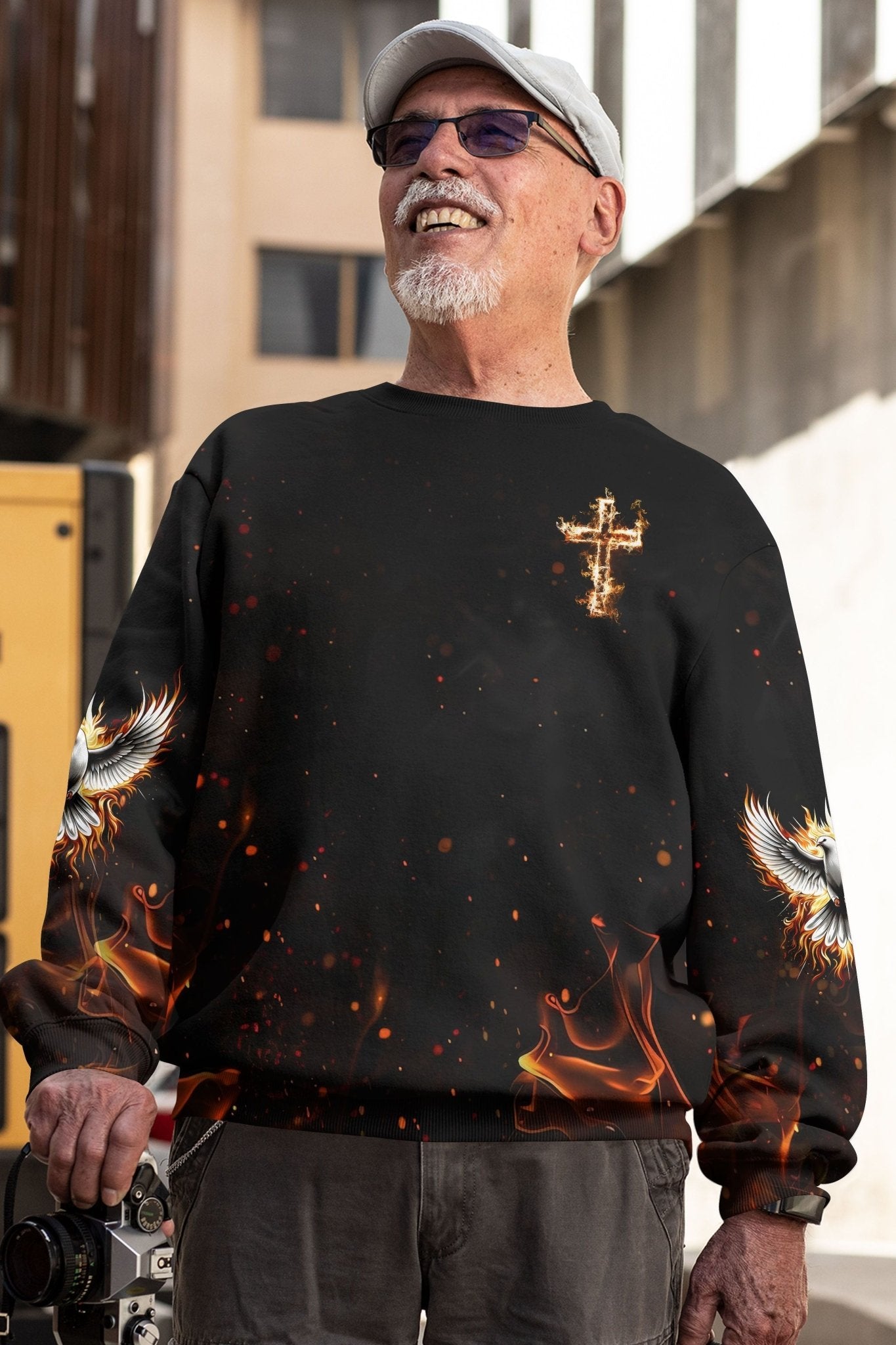 Baptized In Fire Matthew 3:11 All Over Print Sweater