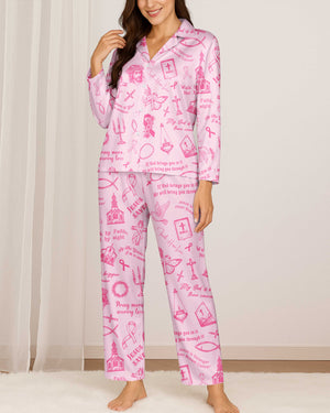 My God Is Bigger Than Cancer Button Pajamas