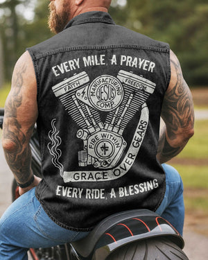 Every Mile A Prayer Sleevesless Denim Shirt