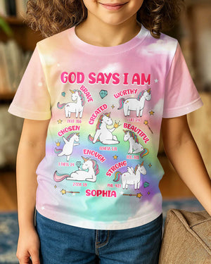 God Says I Am All Over Print T-Shirt Kid