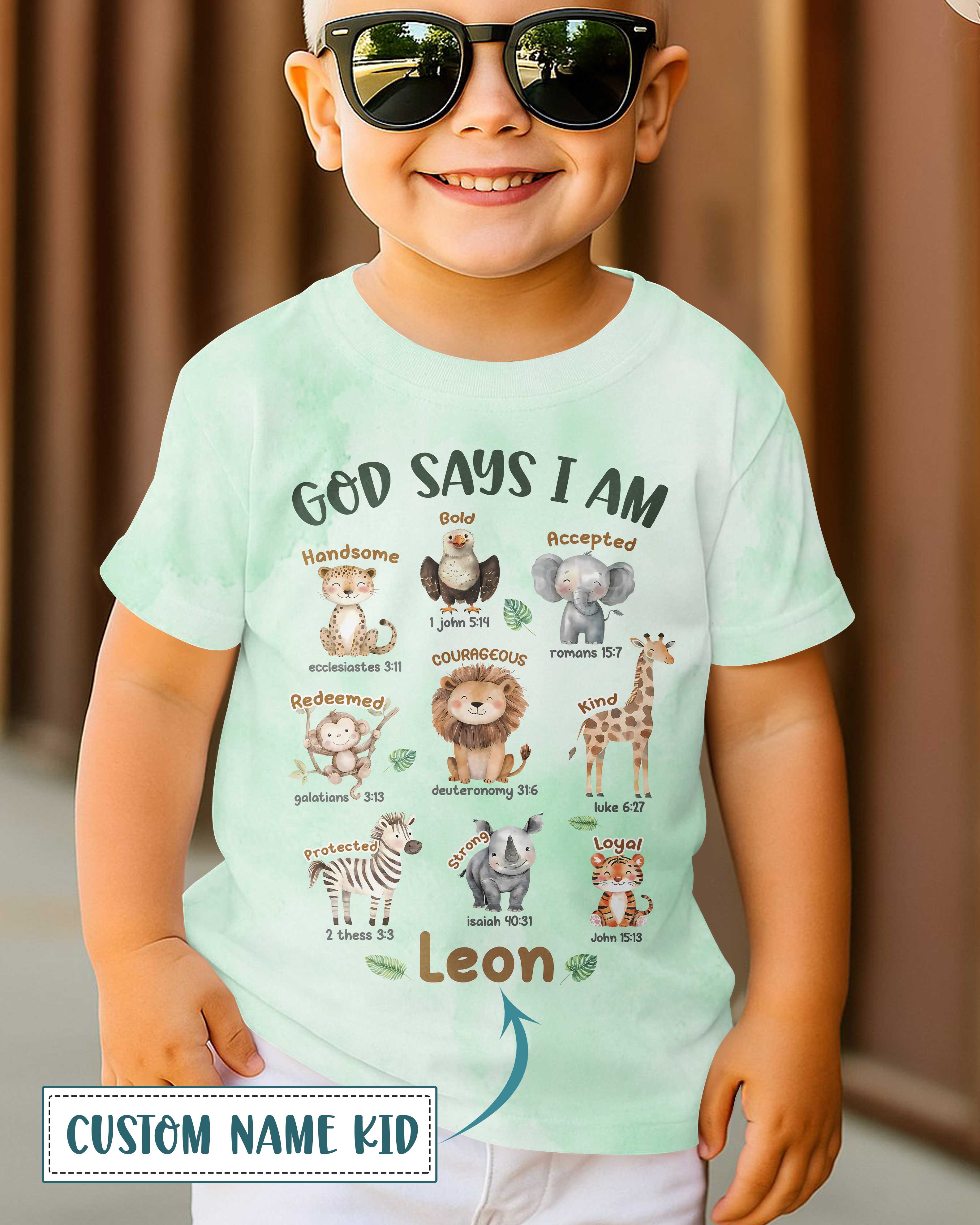 God Says I Am Cute Animals All Over Print T-Shirt Kid