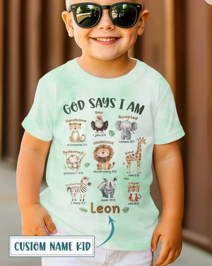 God Says I Am Cute Animals All Over Print T-Shirt Kid