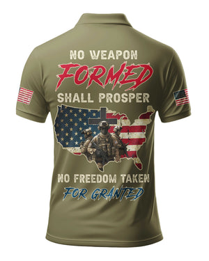 No Weapon Formed Shall Prosper All Over Print Polo