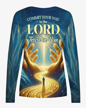 Commit Your Way To The Lord Trust In Him All Over Print V-neck Long Sleeves Shirt