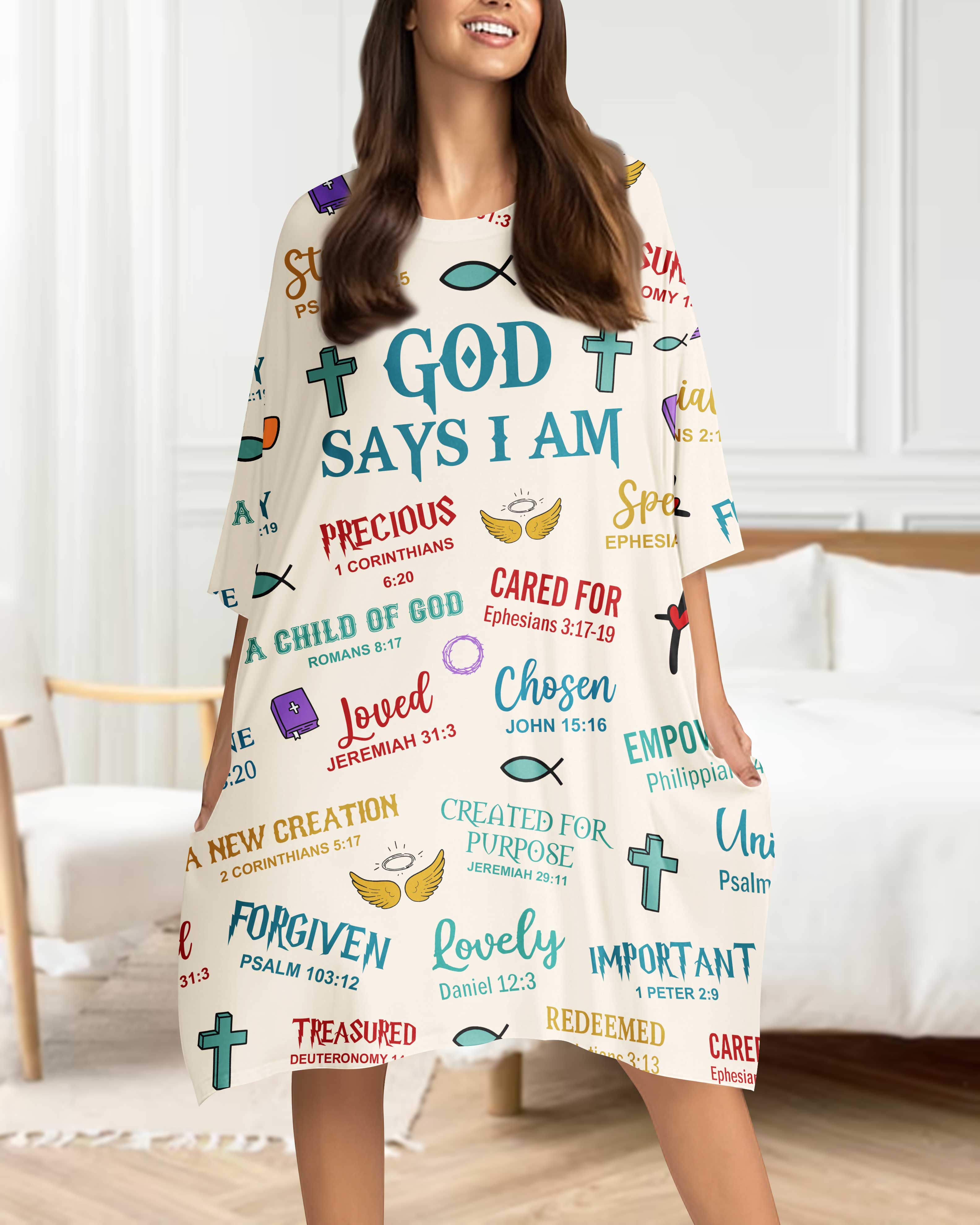 God Says I Am All Over Print Sleep Tee