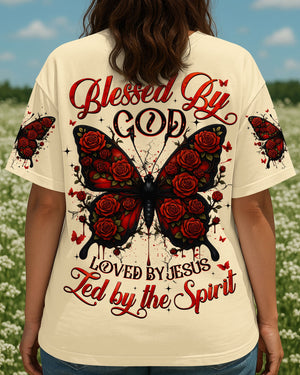 Blessed By God Loved By Jesus Butterfly Women's All Over Print Shirt - Tyqy1808253