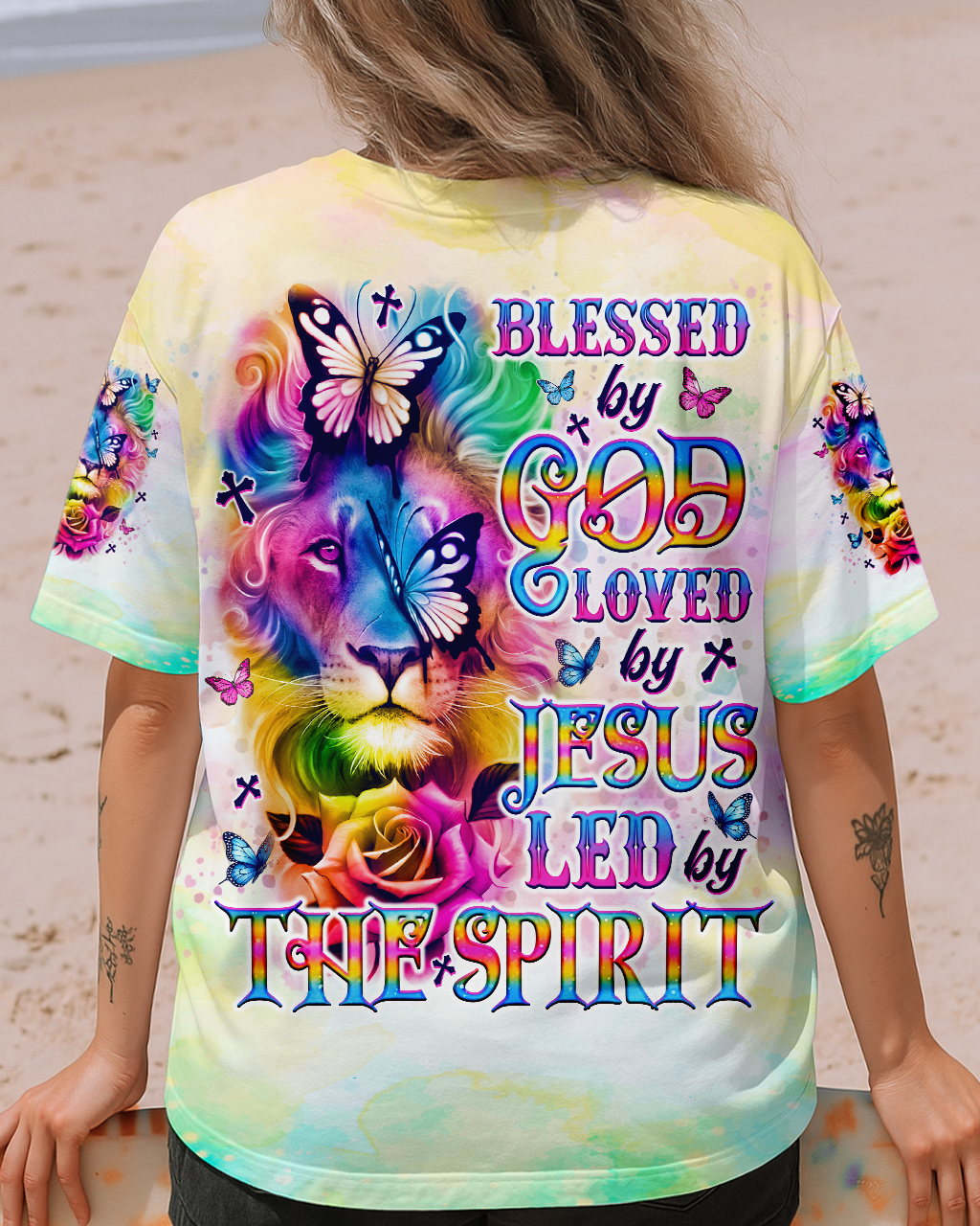 Blessed By God Loved By Jesus Lion Women's All Over Print Shirt - Tlno2309251
