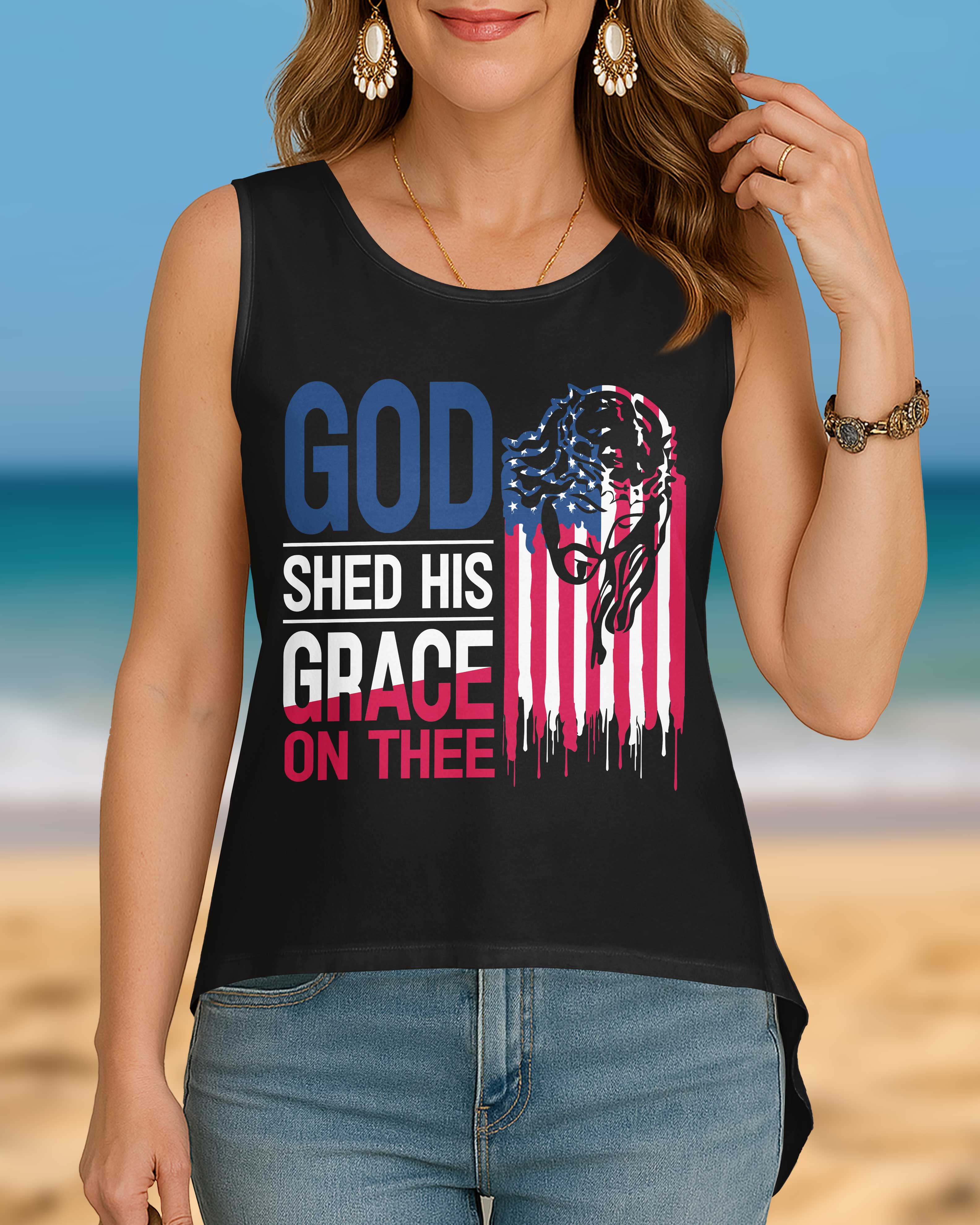 God Shed His Grace On Thee Cut Out Wrap Back Tank Top