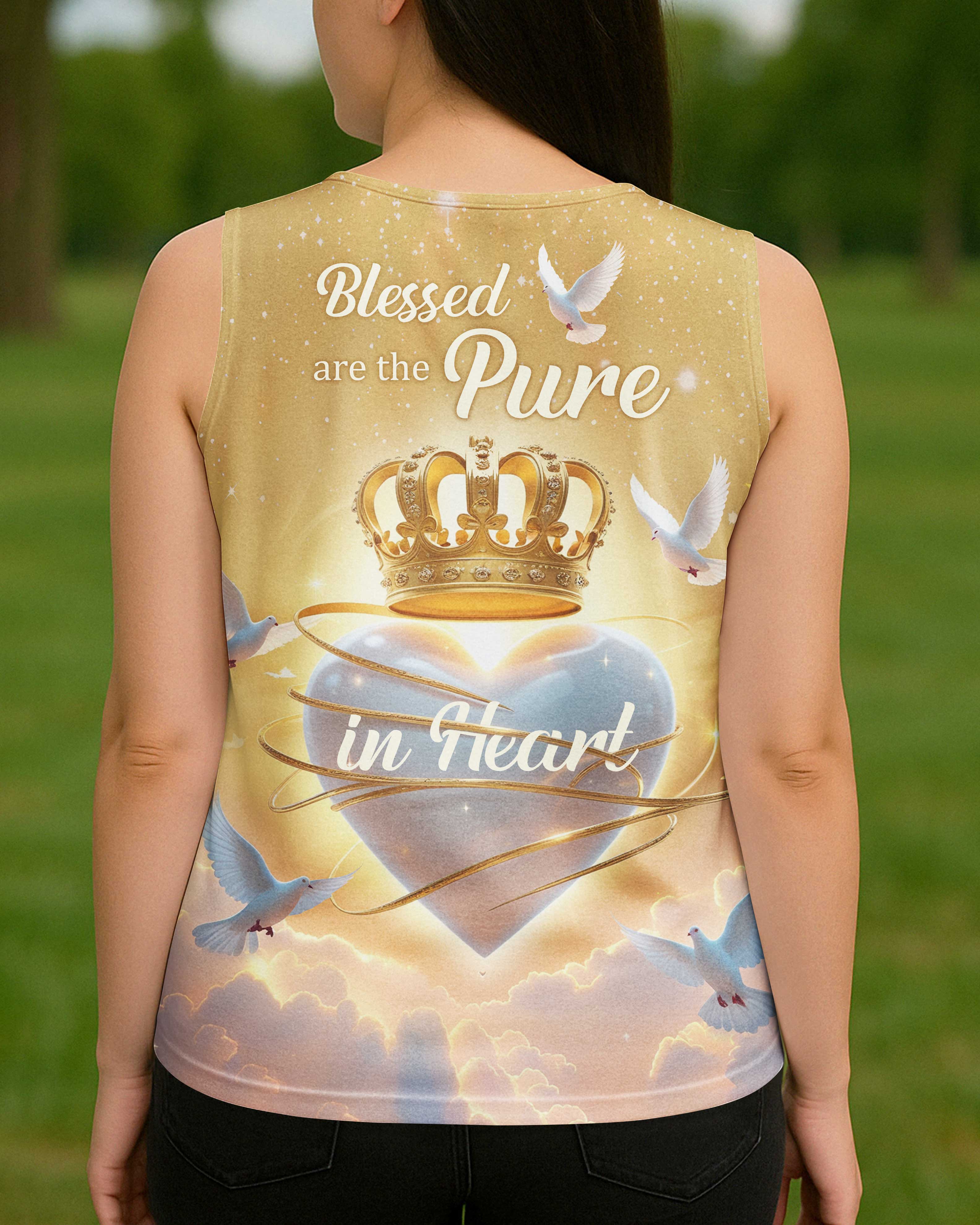 Blessed Are The Pure In Heart All Over Print V-neck Tank Top