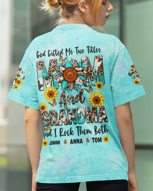God Gifted Me Two Titles Mom And Grandma All Over Print T-Shirt