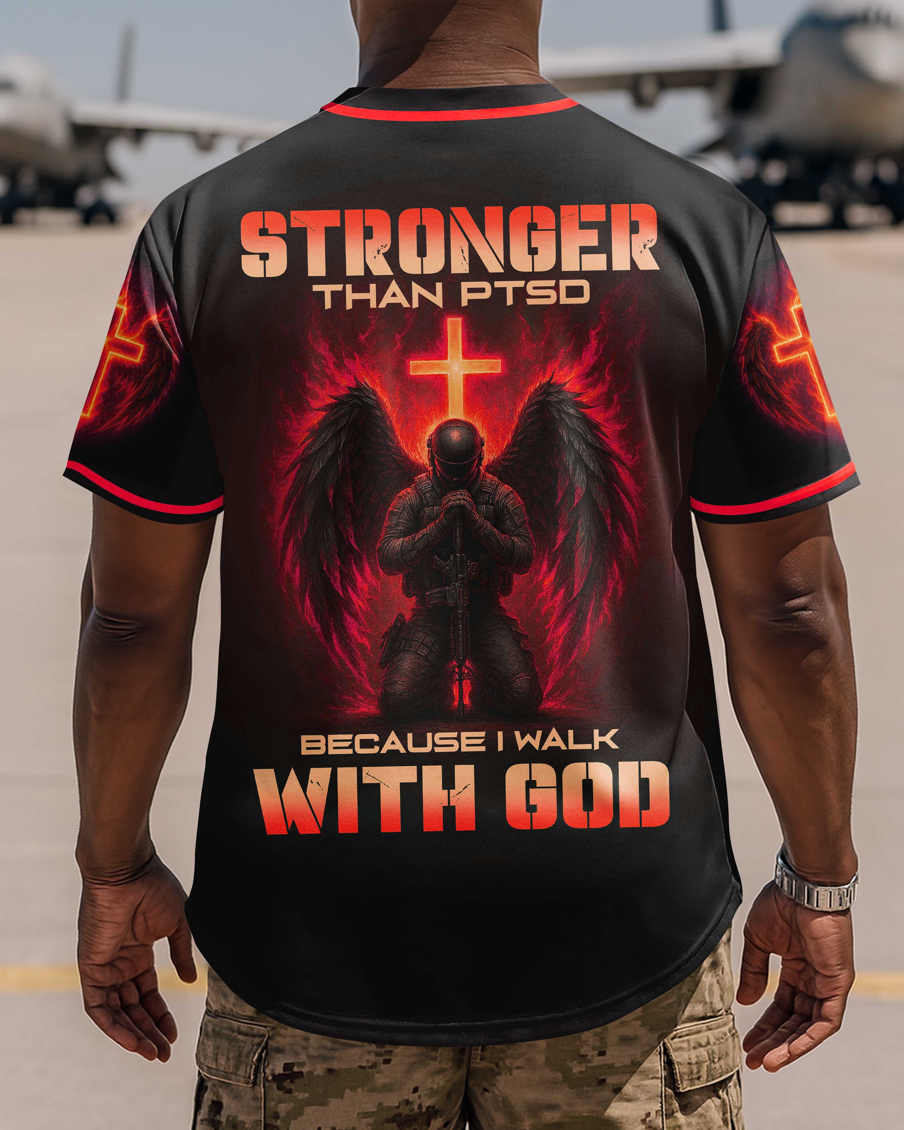 Stronger Than Ptsd Because I Walk With God Jersey