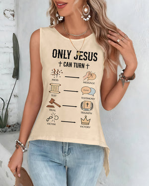 Only Jesus Can Turn Cut Out Wrap Back Tank Top