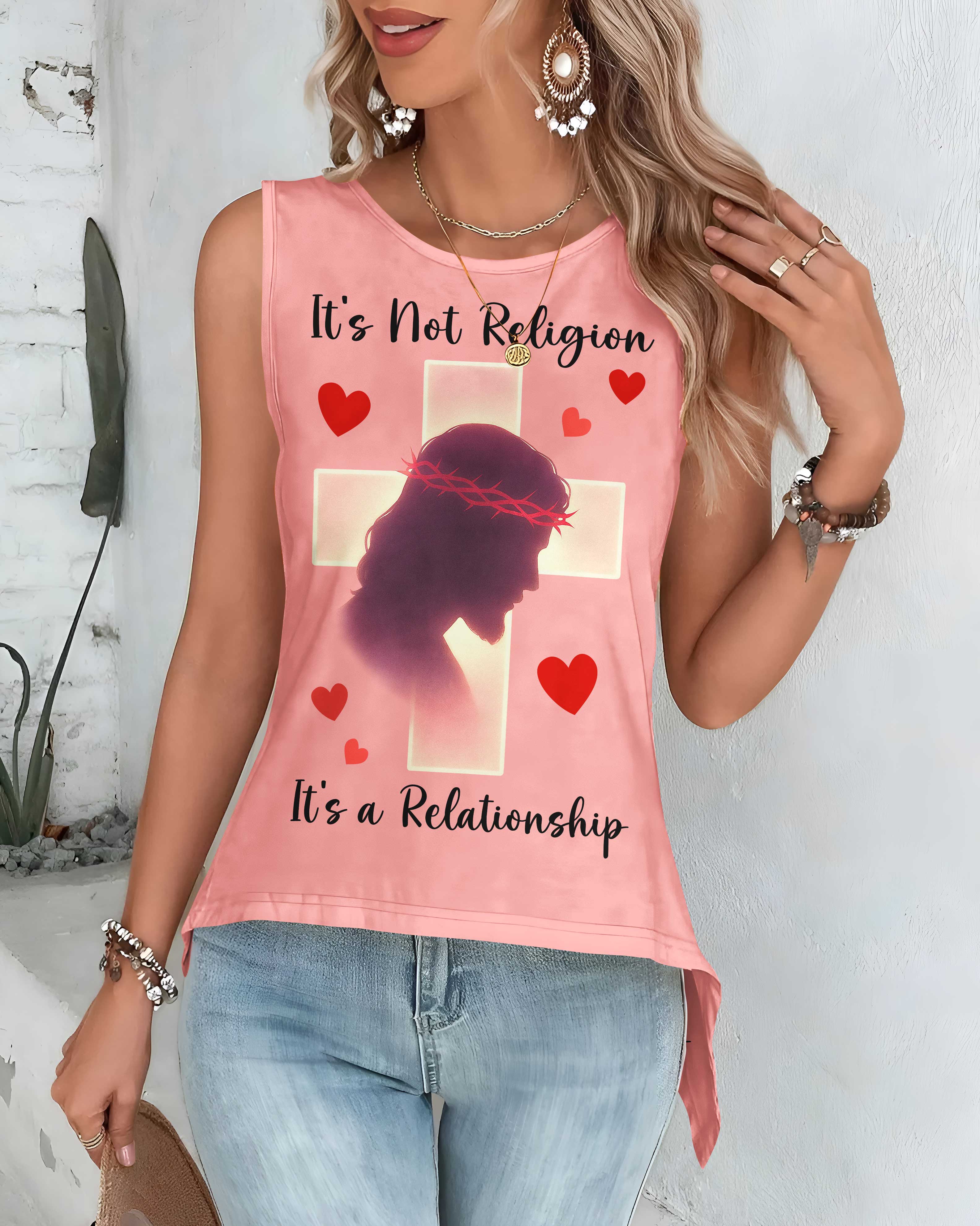 It’s Not Religion, It’s a Relationship Cut Out Wrap Back Tank Top