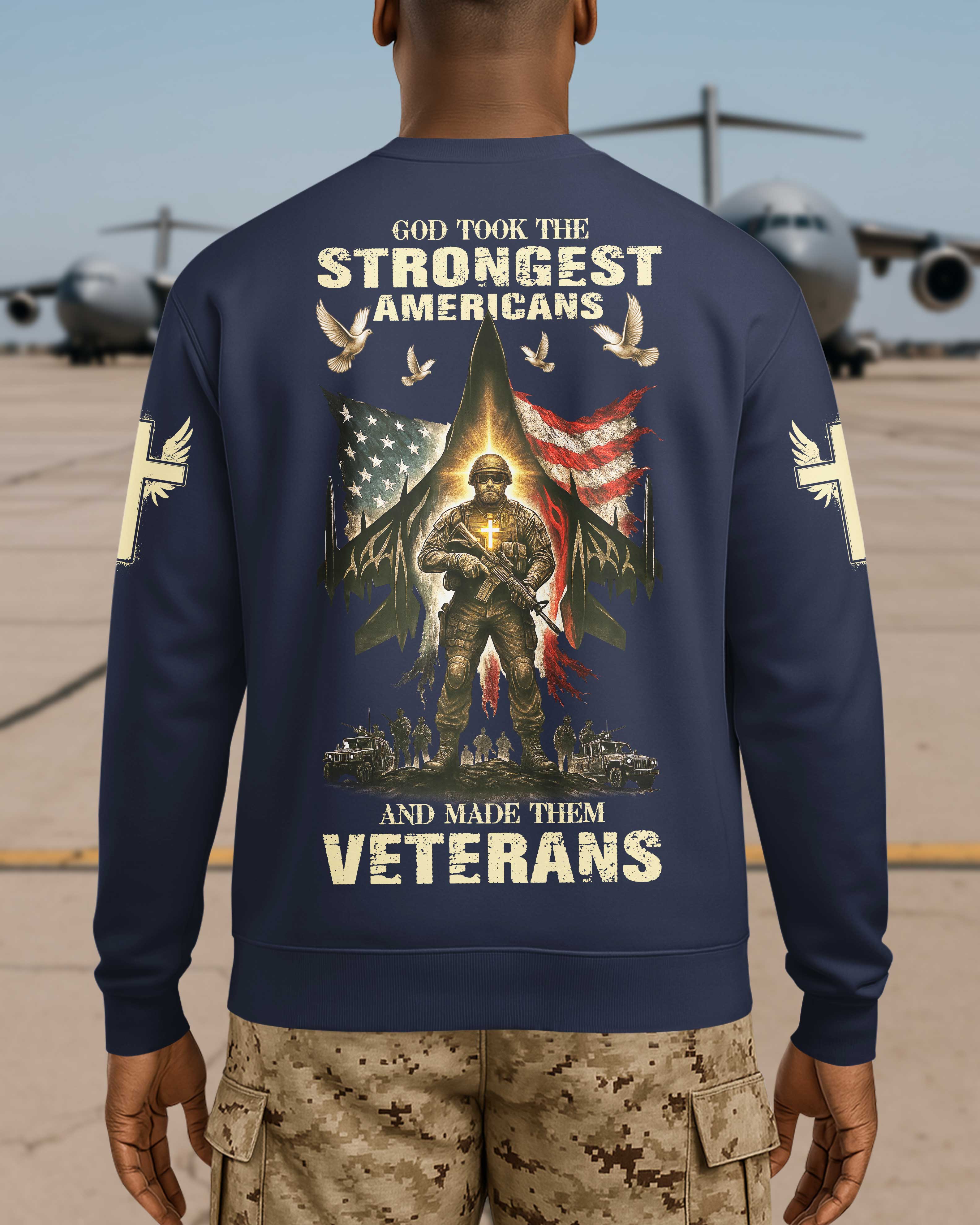 God Took The Strongest Americans All Over Print Sweater