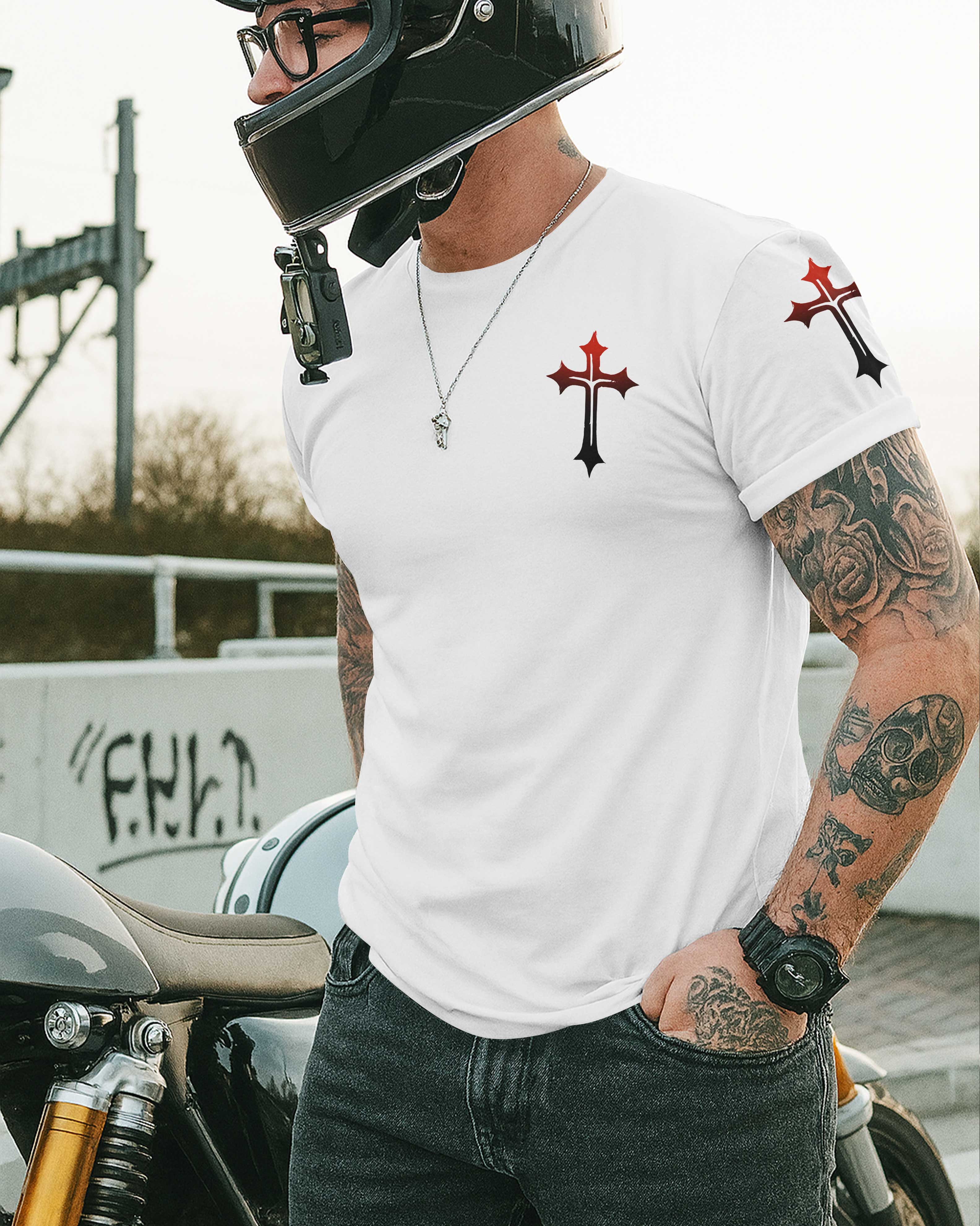 Never Underestimate A Man Who Prays And Rides T-Shirt