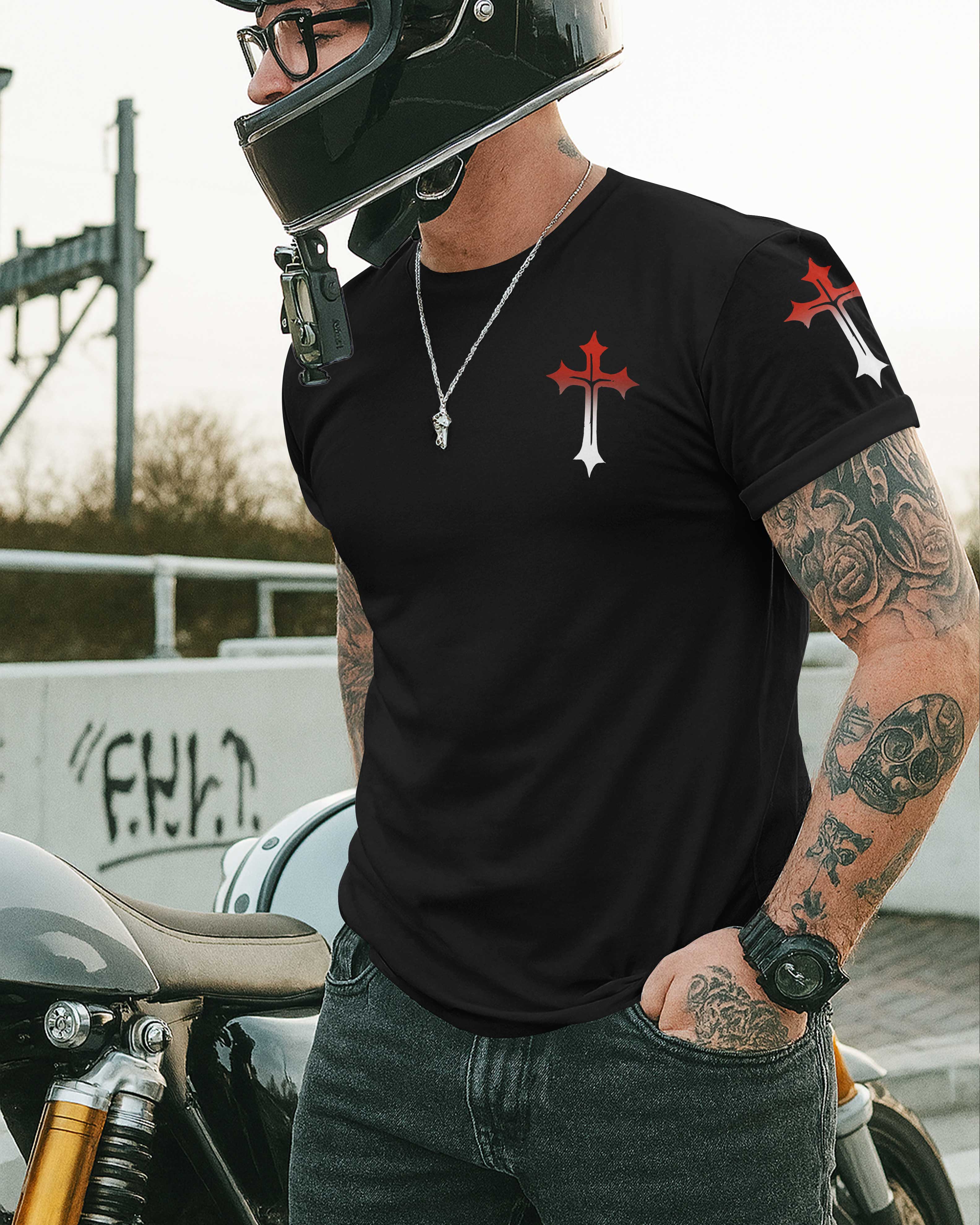 Never Underestimate A Man Who Prays And Rides T-Shirt