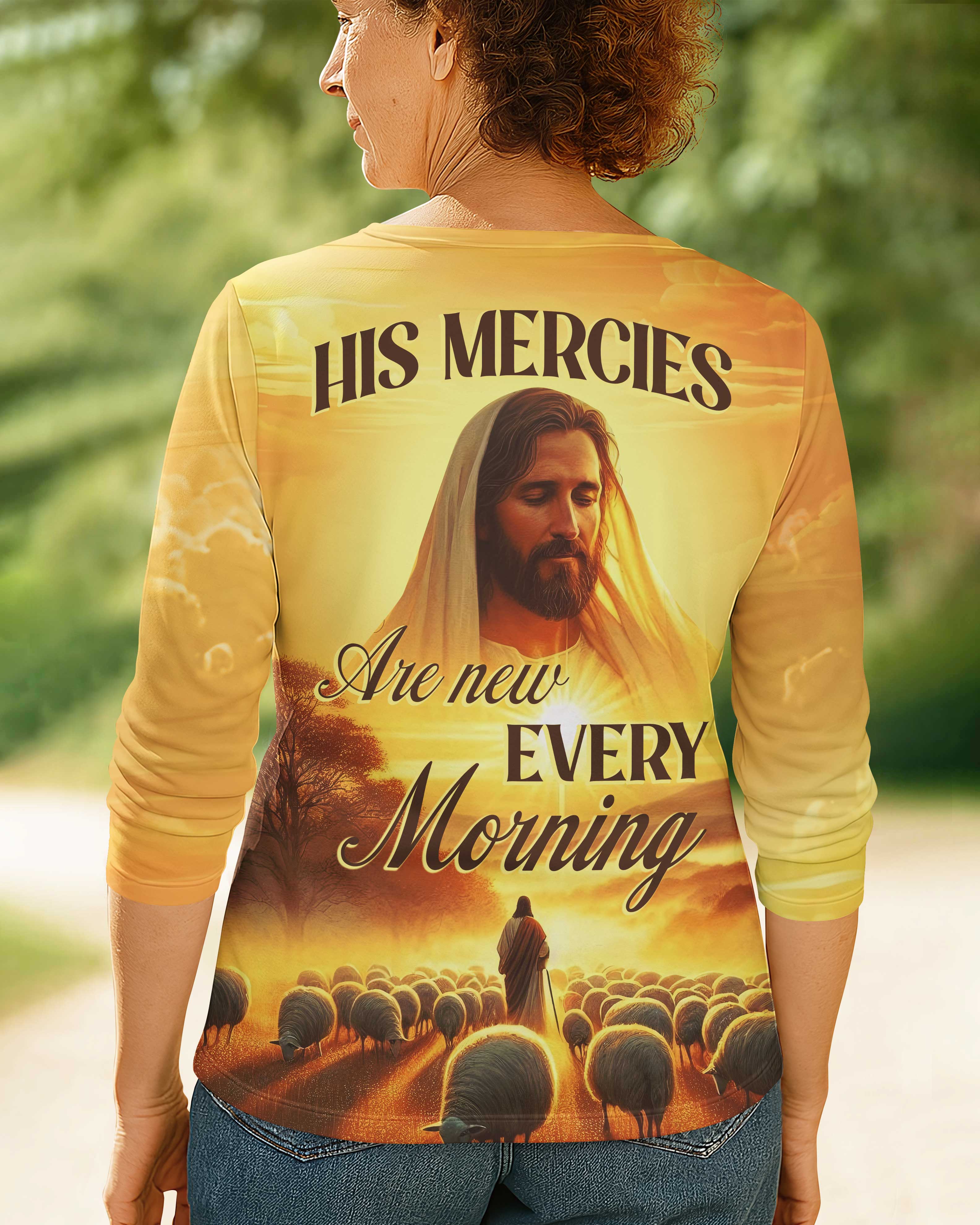 His Mercies Are New Every Morning All Over Print V-neck Long Sleeves Shirt