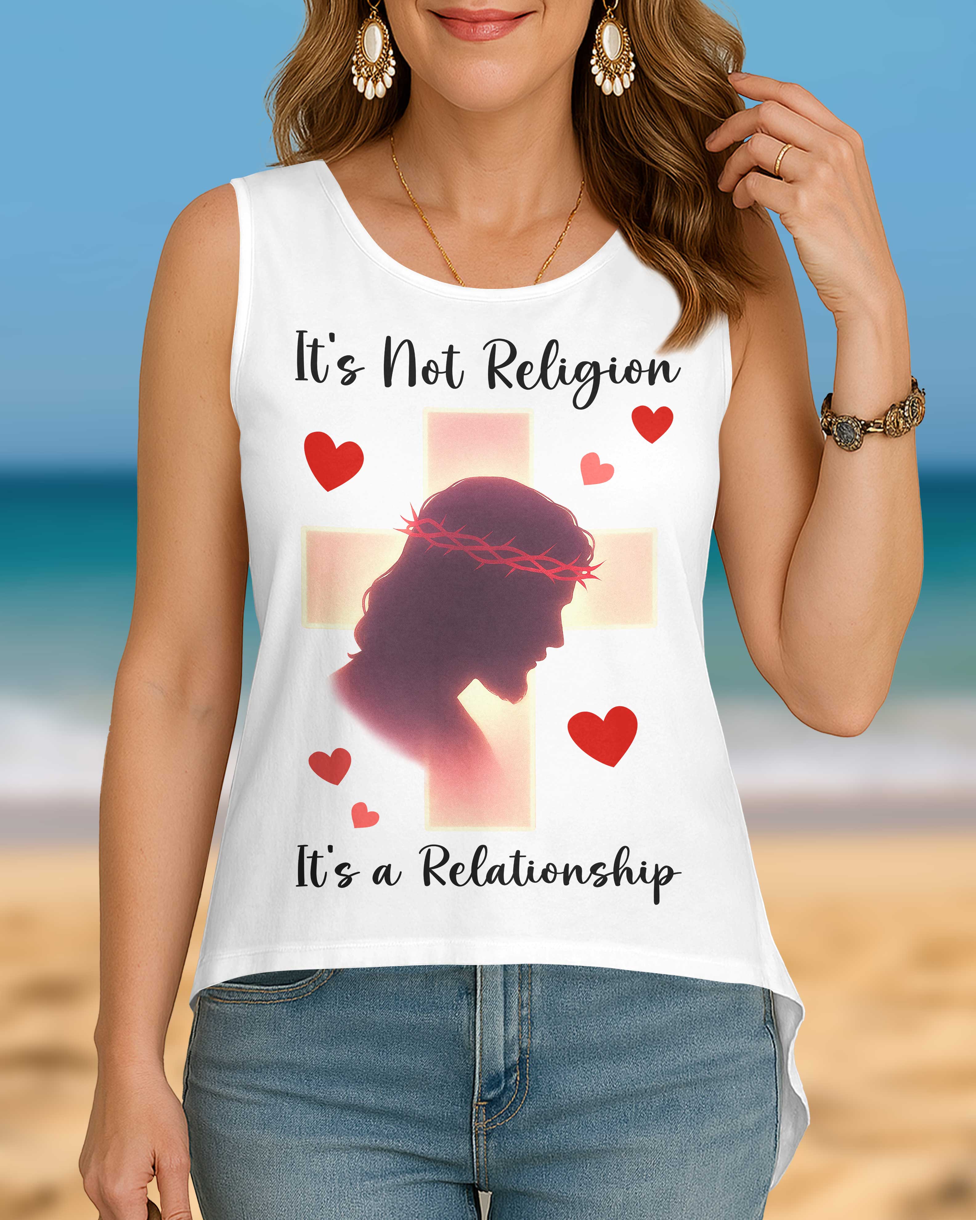 It’s Not Religion, It’s a Relationship Cut Out Wrap Back Tank Top