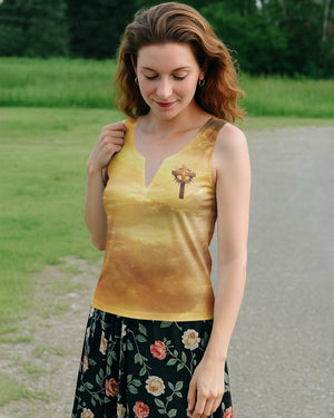 He Will Cover You With His Feathers Under His Wings All Over Print V-neck Tank Top