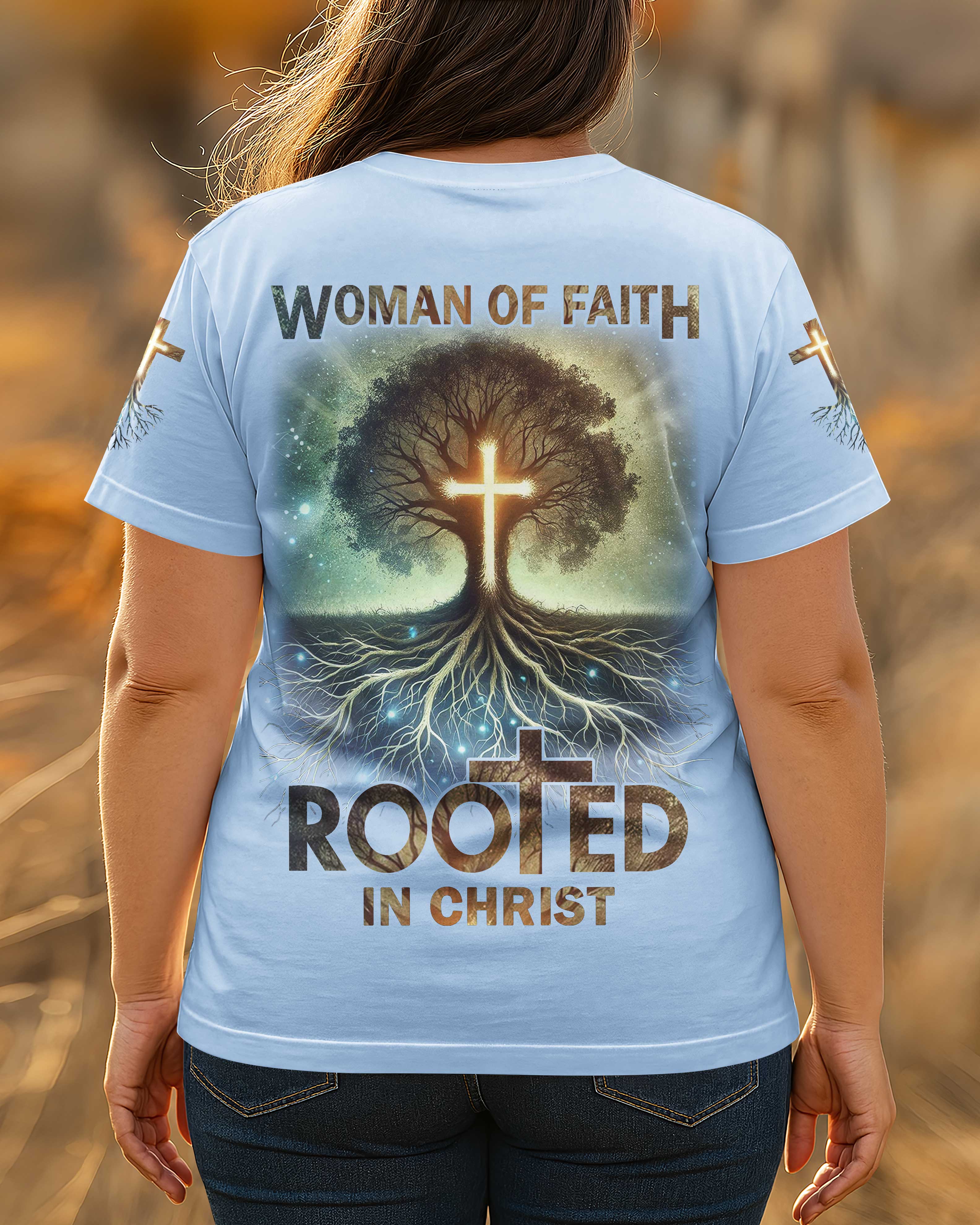 Woman Of Faith Rooted In Christ All Over Print T-shirt