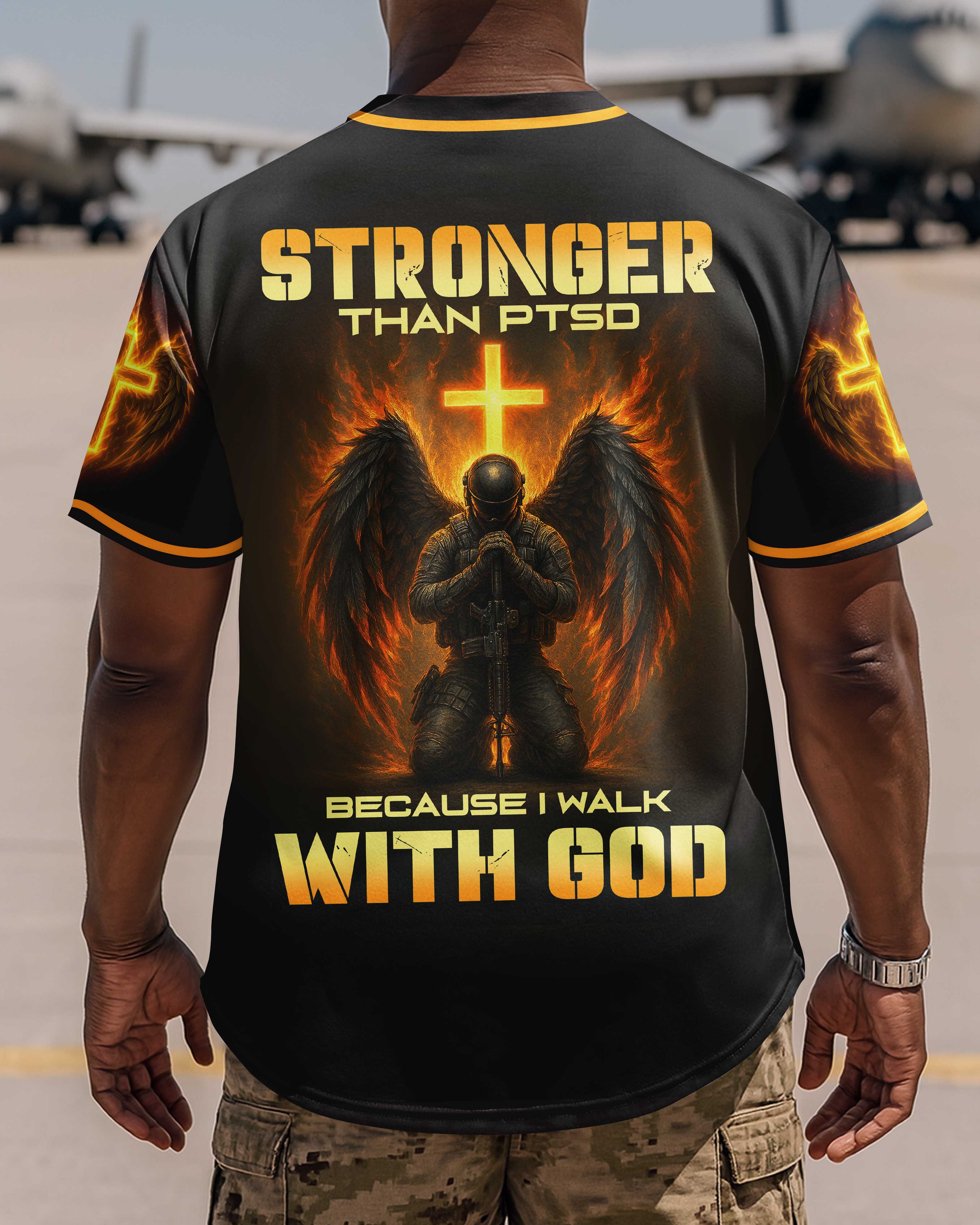 Stronger Than Ptsd Because I Walk With God Jersey