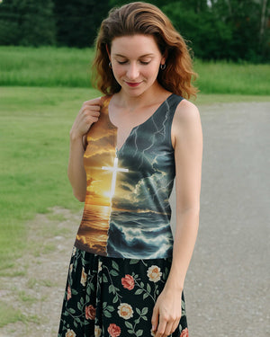 No Jesus No Peace, Know Jesus Know Peace All Over Print V-neck Tank Top