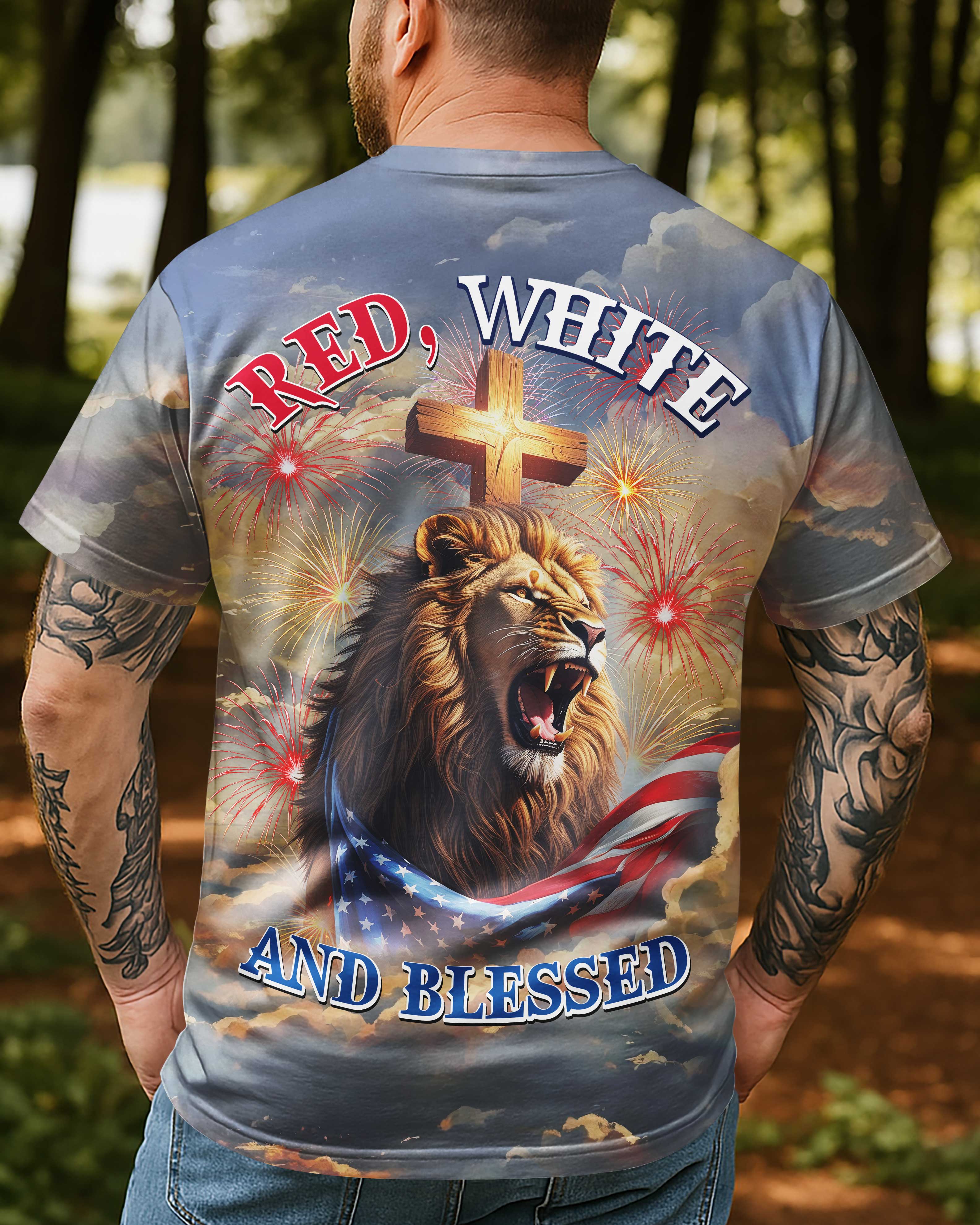 Red, White and Blessed All Over Print T-shirt