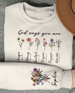 God Says You Are Sweatshirt, Bible Verse, Floral Christian Gift, Personalized Bible Sweater