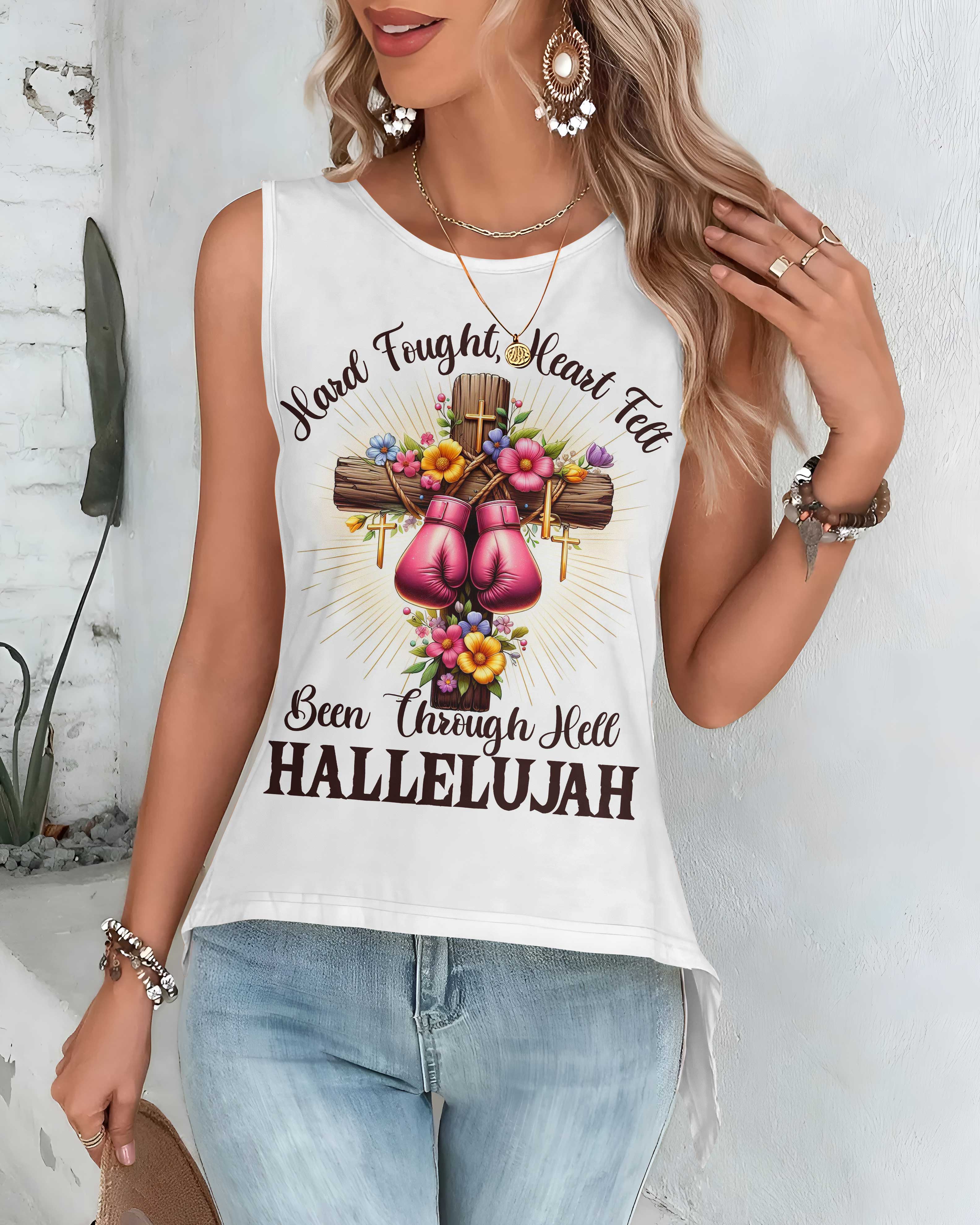 Hard Fought, Heart Felt Cut Out Wrap Back Tank Top