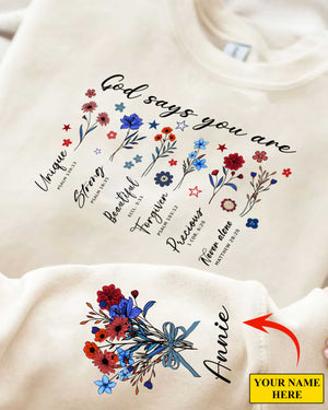 God Says You Are Sweater, Floral Christian Sweater, Personalized Bible Sweater