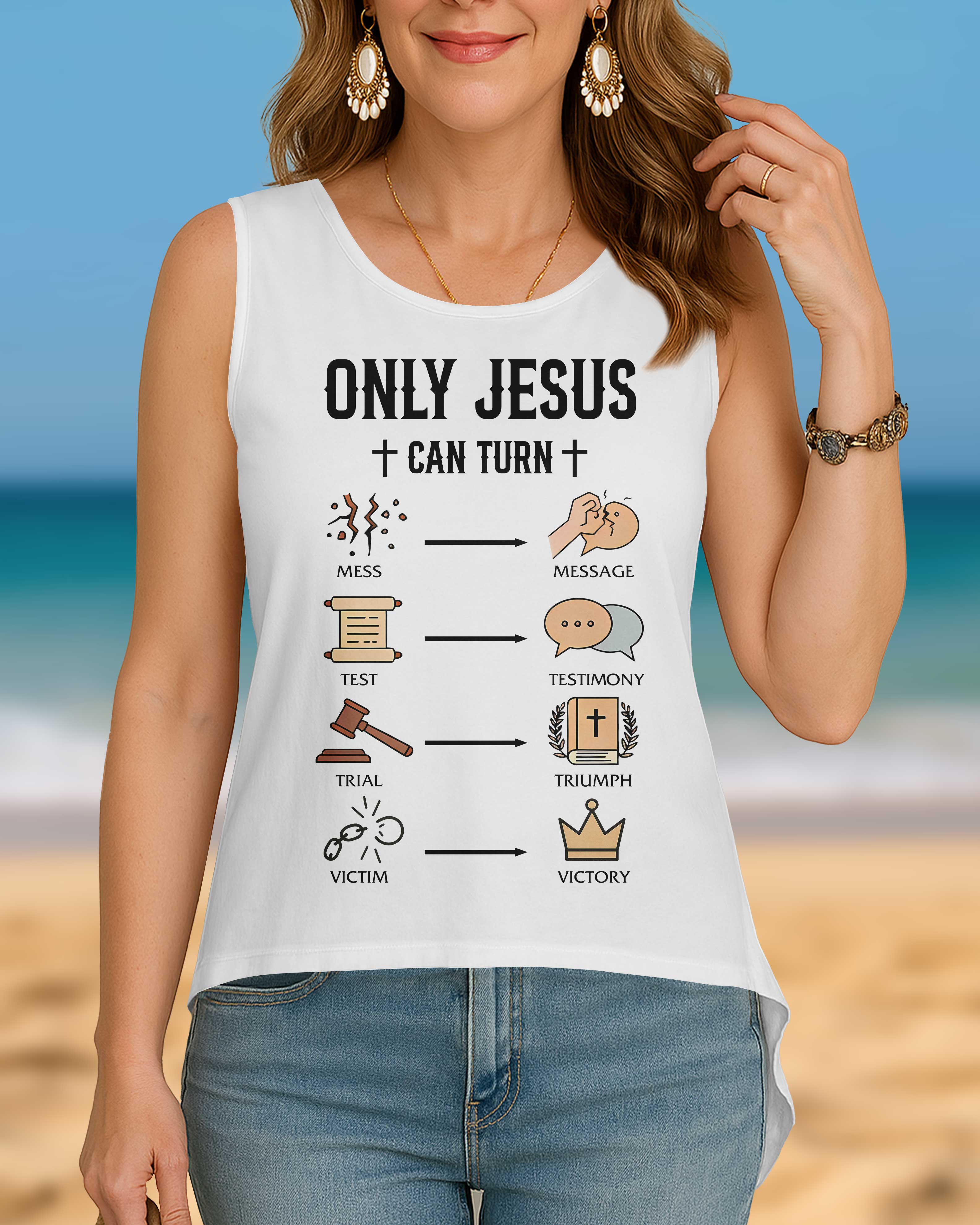Only Jesus Can Turn Cut Out Wrap Back Tank Top
