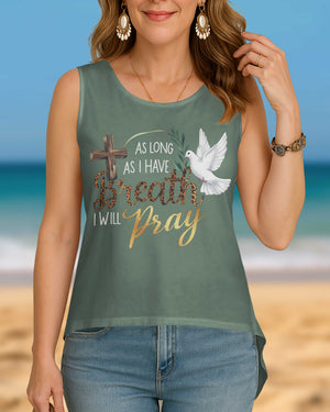 As Long As I Have Breath I Will Pray Cut Out Wrap Back Tank Top