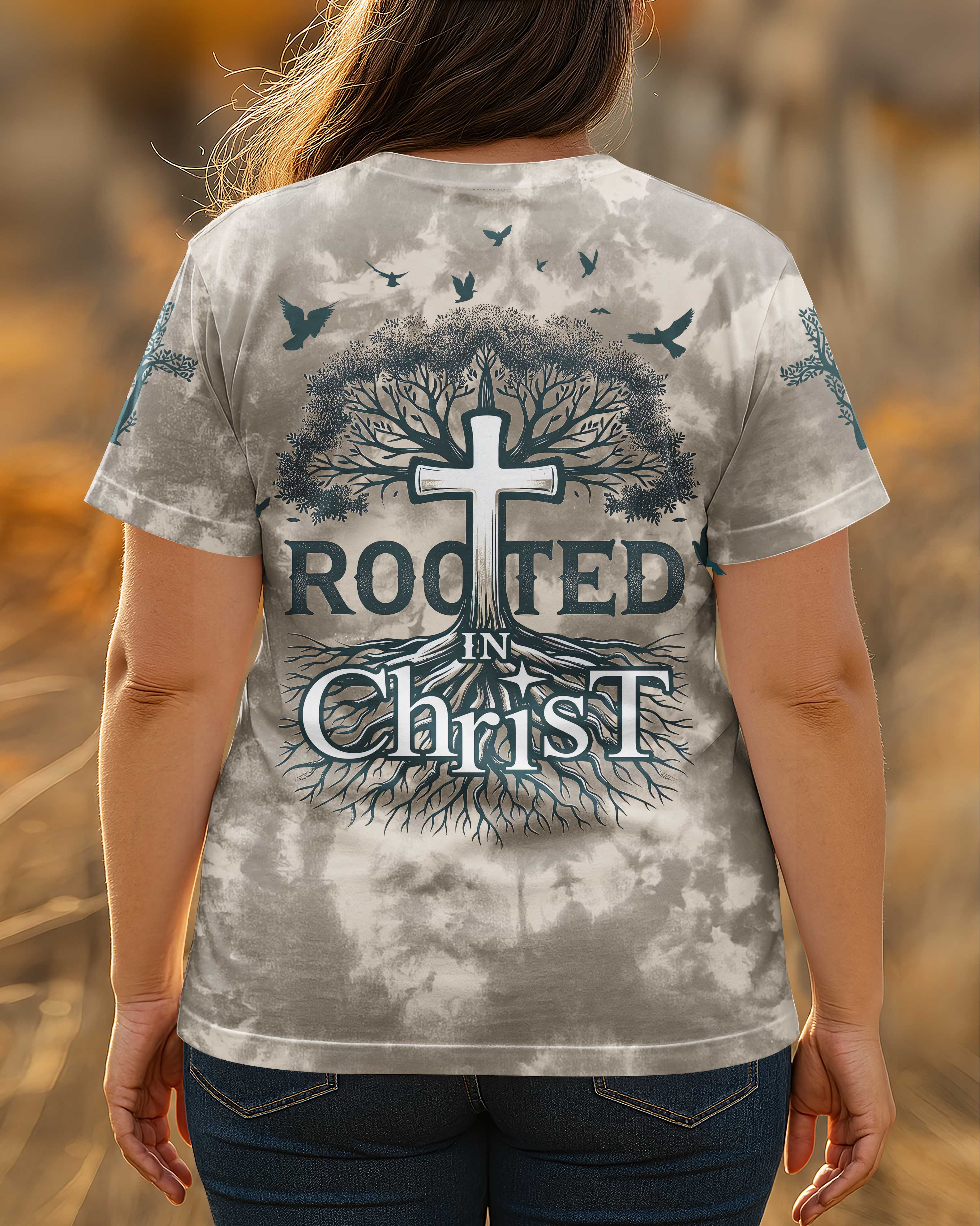 Rooted In Christ All Over Print T-shirt