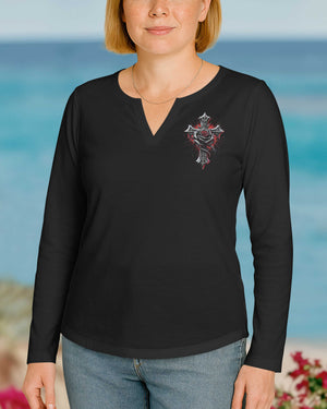 God Is My Strength All Over Print V-neck Long Sleeves Shirt
