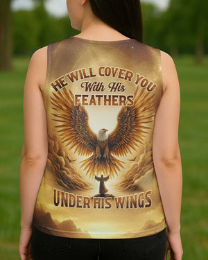 He Will Cover You With His Feathers Under His Wings All Over Print V-neck Tank Top