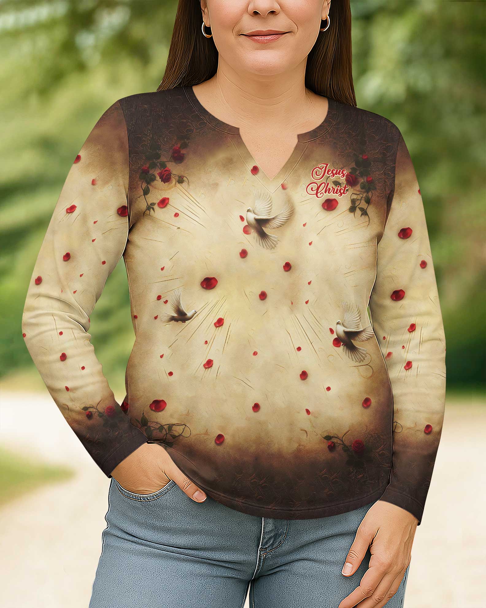 I Have Found The One Whom My Soul Loves All Over Print V-neck Long Sleeves Shirt