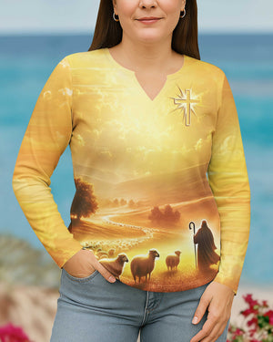 His Mercies Are New Every Morning All Over Print V-neck Long Sleeves Shirt