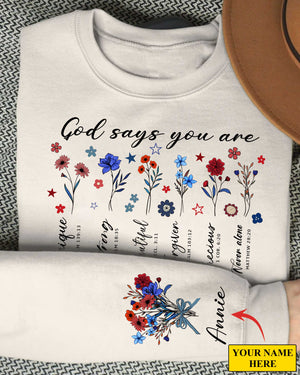 God Says You Are Sweater, Floral Christian Sweater, Personalized Bible Sweater